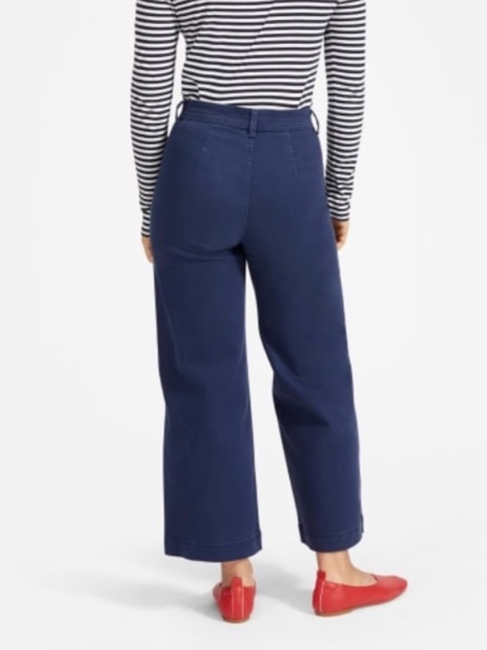 EVERLANE Wide Leg Crop Chino Dark Blue Denim Jeans Size 12 - Picture 3 of 8